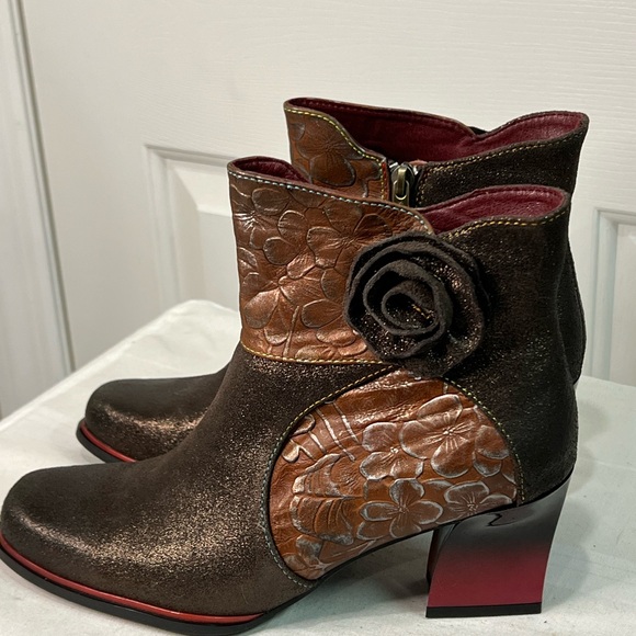 L’ Artiste bronze texture spring step Zinna leather booties art to wear size 9 - Picture 5 of 16